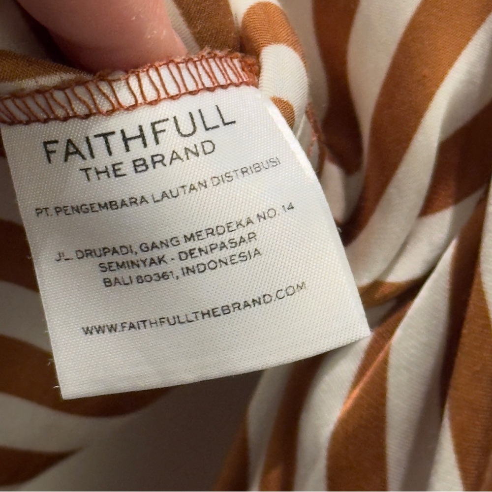 Faithfull Striped Brown and Cream  Tie Crop Top Size 4 - Picture 6 of 7